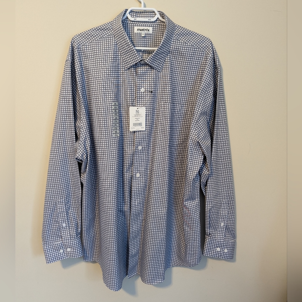 Matrix Men's 2xl Navy Checkered Button Down Shirt